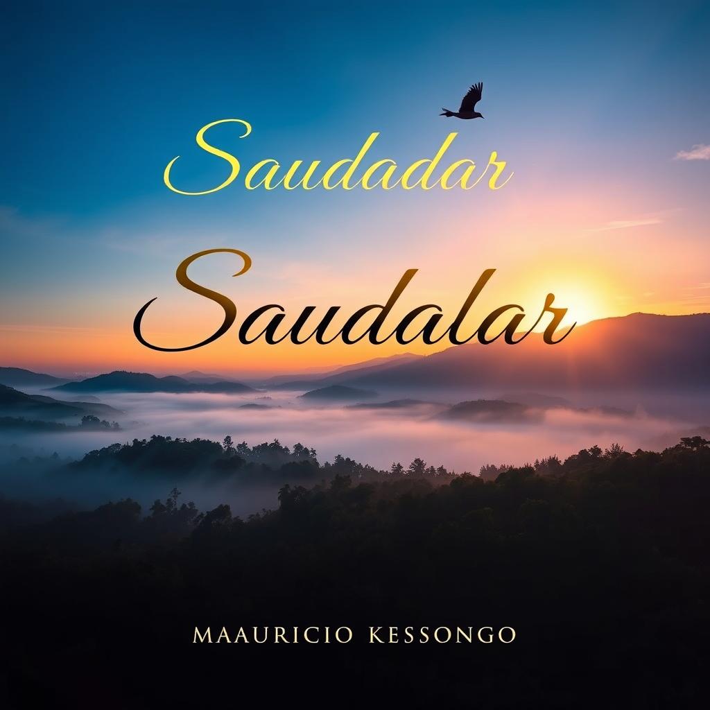 A captivating book cover for the poetry collection titled "Saudadar" by author Maurício Kessongo