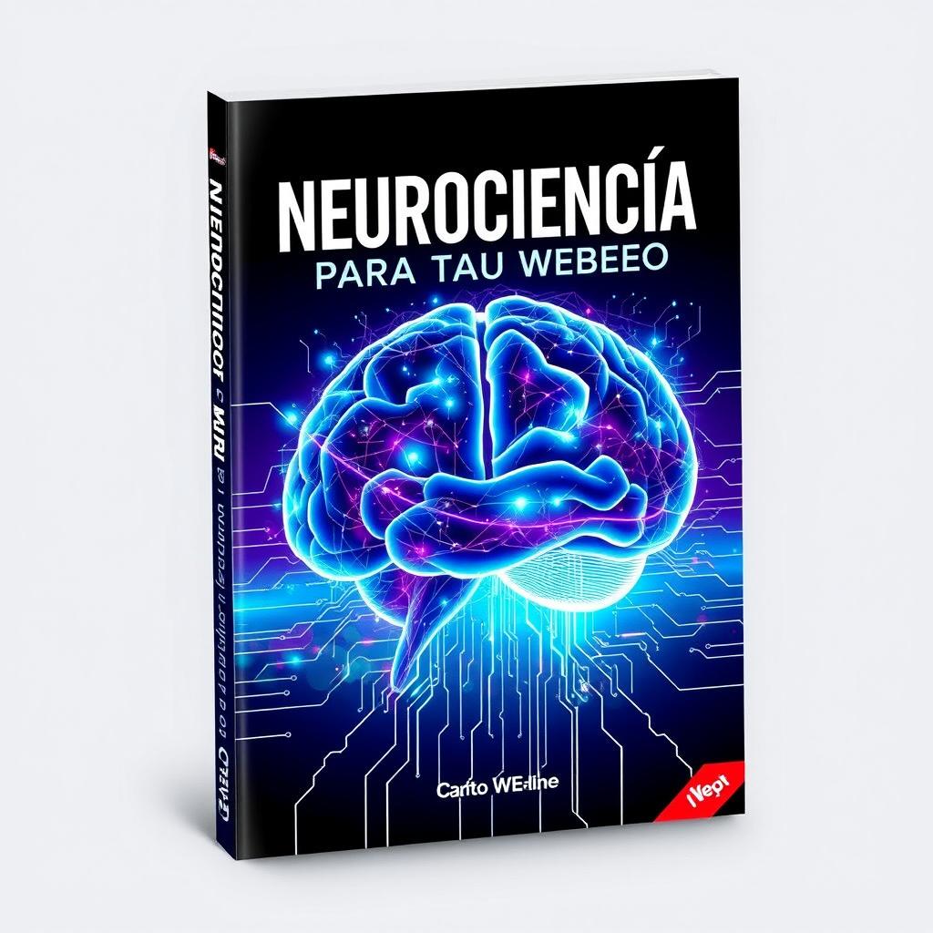 A dynamic and engaging book cover design for a neuroscience-themed publication called 'Neurociencia: Para Tu Webeo'