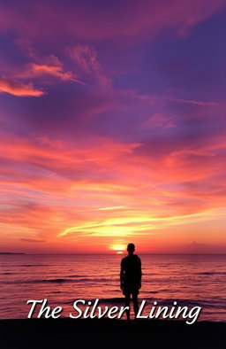 A mesmerizing and inspiring scene titled 'The Silver Lining', featuring a breathtaking sunset over a tranquil ocean