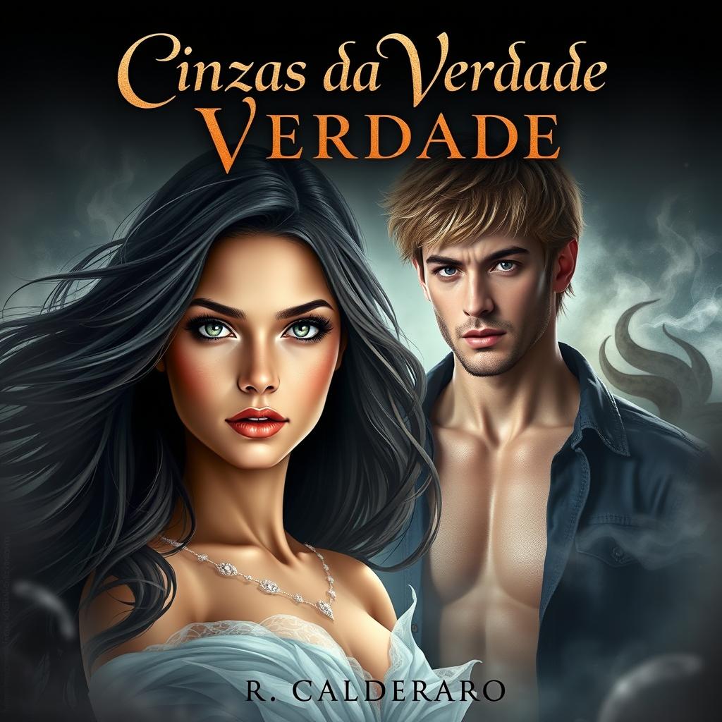 An impactful book cover design for 'Cinzas da Verdade' by R
