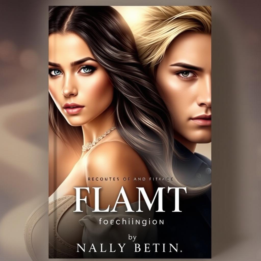 An enchanting book cover featuring a stunning 23-year-old woman who is 1