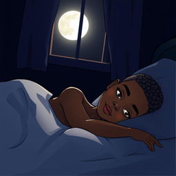 A beautifully illustrated woman of African descent with short hair shaved on the sides, depicted in a cartoon style