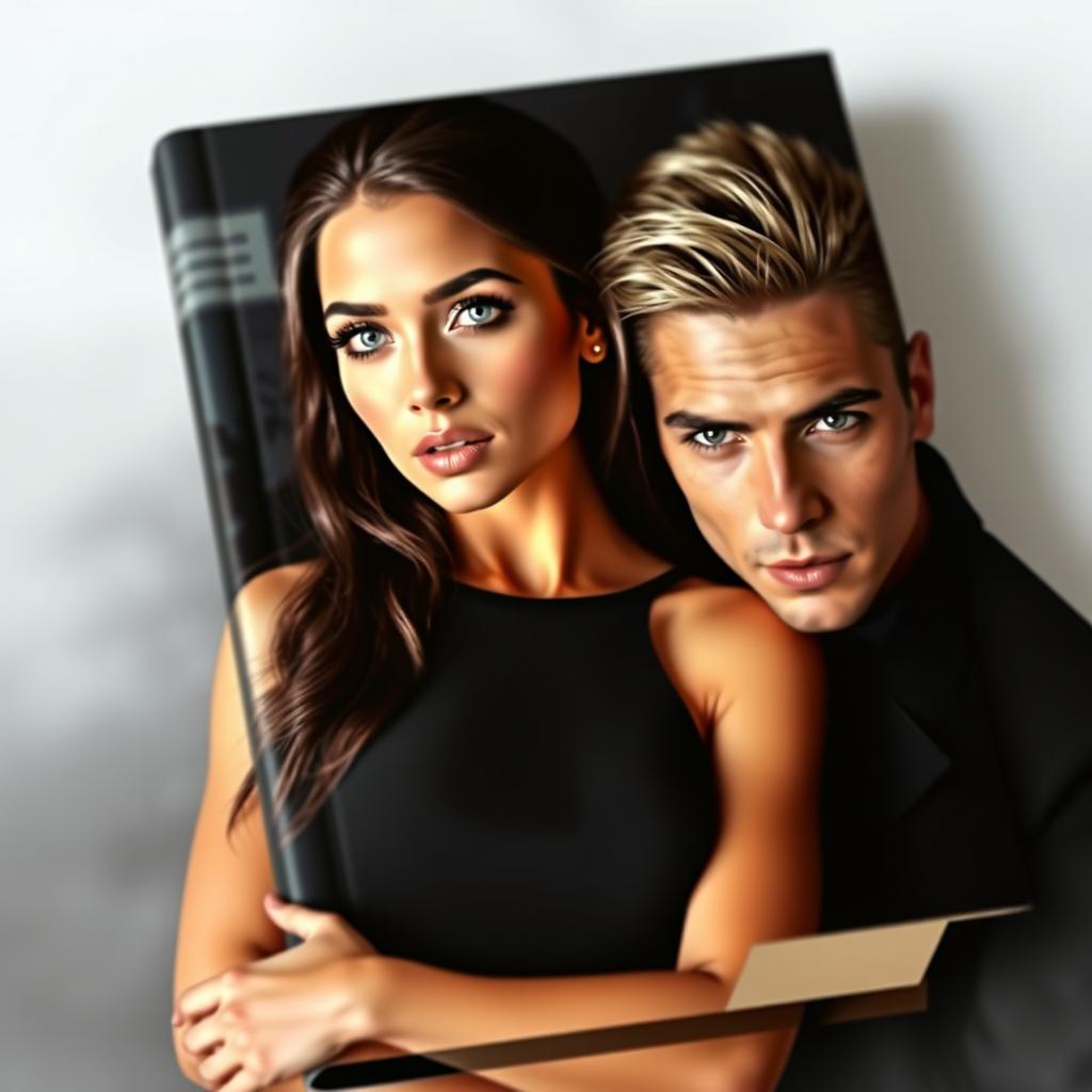A captivating book cover showcasing a beautiful 23-year-old woman, 1