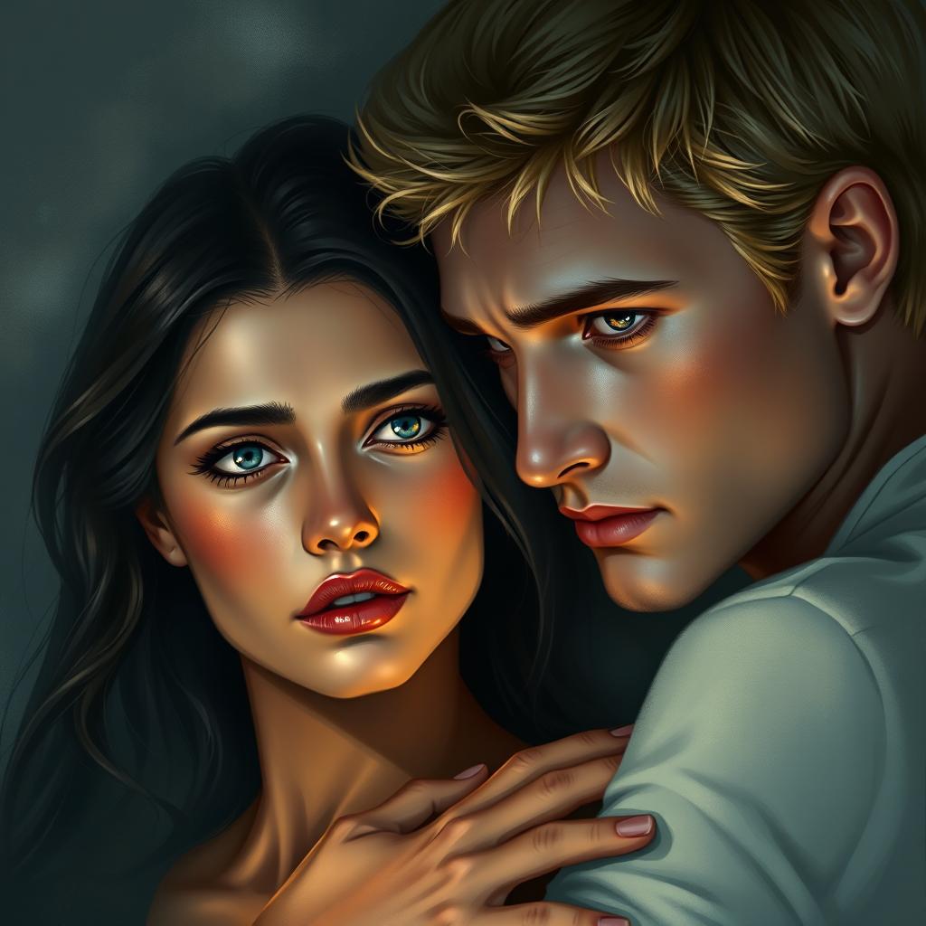A compelling book cover illustrating a romantic and mysterious scene filled with emotional depth