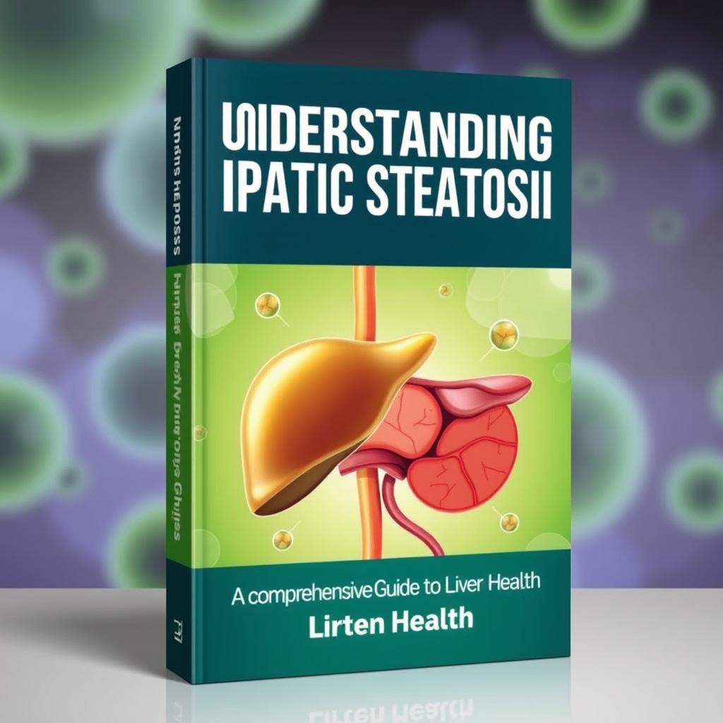 A visually striking ebook cover about hepatic steatosis (fatty liver disease), featuring a stylized illustration of a healthy human liver juxtaposed with an unhealthy liver with excess fat