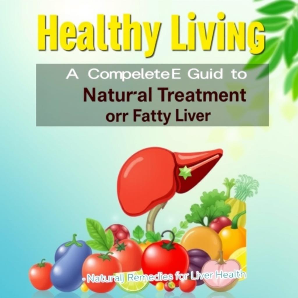 A vibrant ebook cover design for a comprehensive guide titled 'Healthy Living: A Complete Guide to Natural Treatment for Fatty Liver