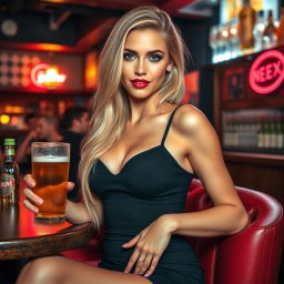 A stunning German woman, 20 years old, with a provocatively attractive and feminine face, featuring sexy lips and a teasing smile