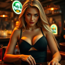 A stunning German woman, 20 years old, with a provocatively attractive and feminine face, featuring sexy lips and a teasing smile