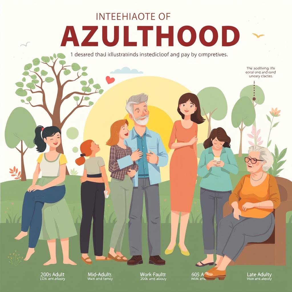 An educational illustration depicting the stages of adulthood