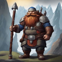 An exquisite digital art image featuring a Mountain Dwarf from the Dungeons and Dragons universe