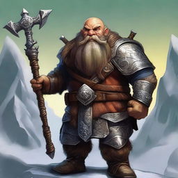 An exquisite digital art image featuring a Mountain Dwarf from the Dungeons and Dragons universe