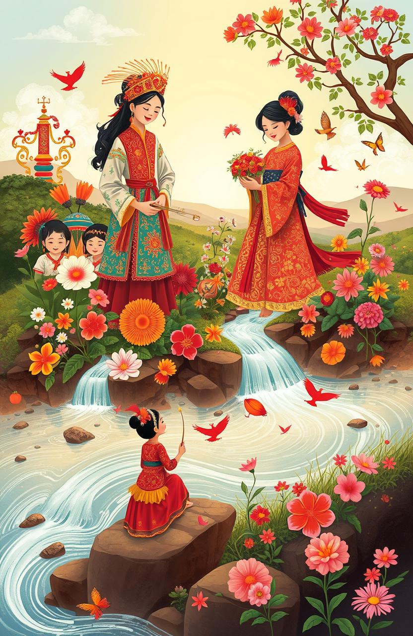A beautifully illustrated representation of 'warisan emosi', capturing the essence of emotions passed down through generations
