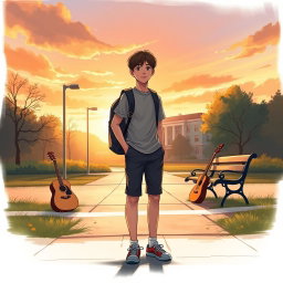 A book cover illustration featuring a teenage boy standing at a crossroads, symbolizing his journey through life