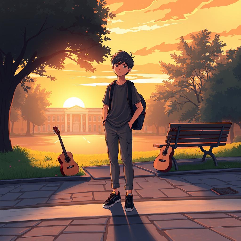 A book cover illustration featuring a teenage boy standing at a crossroads, symbolizing his journey through life