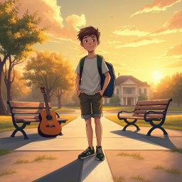 A book cover illustration featuring a teenage boy standing at a crossroads, symbolizing his journey through life