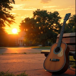 A serene background for a book cover illustration, featuring a warm, golden sunset sky casting a soft glow over a crossroads