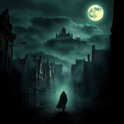 An eerie movie poster for 'Haunted City', capturing a chilling urban landscape shrouded in mist and darkness