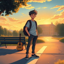 A book cover illustration featuring a teenage boy standing at a crossroads, symbolizing his journey through life