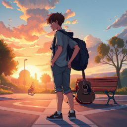 A book cover illustration featuring a teenage boy standing at a crossroads, symbolizing his journey through life