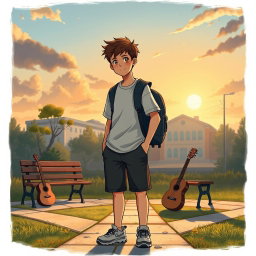 A book cover illustration featuring a teenage boy standing at a crossroads, symbolizing his journey through life