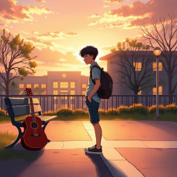 A book cover illustration featuring a teenage boy standing at a crossroads, symbolizing his journey through life