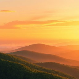 A serene background for a book cover illustration, showcasing a smooth transition of a warm, golden sunset sky flowing to the left
