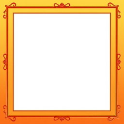 A decorative frame designed with a gradient transitioning from warm golden hues at the top to deep orange tones at the bottom, creating an inviting and elegant appearance