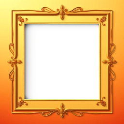 A decorative frame designed with a gradient transitioning from warm golden hues at the top to deep orange tones at the bottom, creating an inviting and elegant appearance