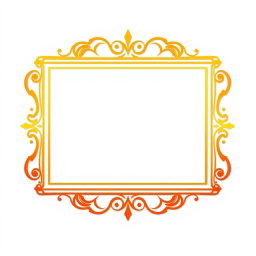A decorative frame designed with a gradient transitioning from warm golden hues at the top to deep orange tones at the bottom, creating an inviting and elegant appearance