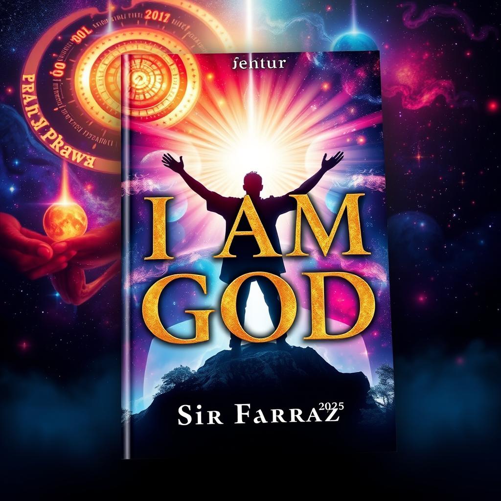 A striking book cover for the title 'I AM GOD' by Sir Faraz 2025