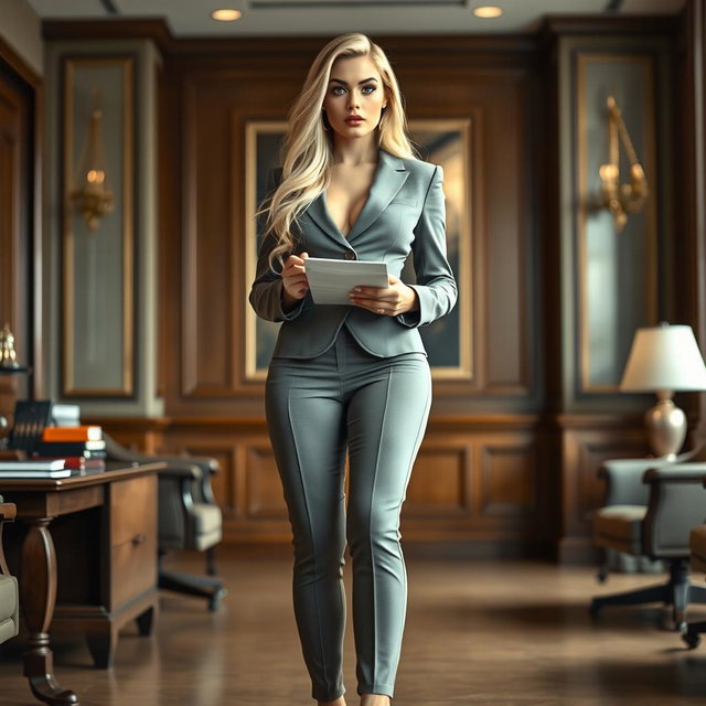 A full-length photographic image of a gorgeous young woman with a sexy, sweet, thin face and an ultra curvy, sensuous figure
