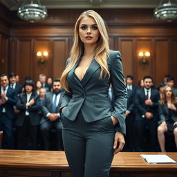 A stunning full-length photographic image of a beautiful, ultra-curvy young woman with a sweet, thin face and long blonde hair