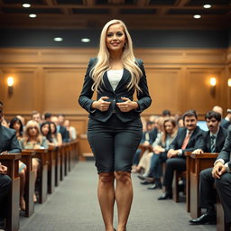 A compelling full-length photographic image of a beautiful, ultra-curvy young woman with a sweet thin face and luxurious long blonde hair