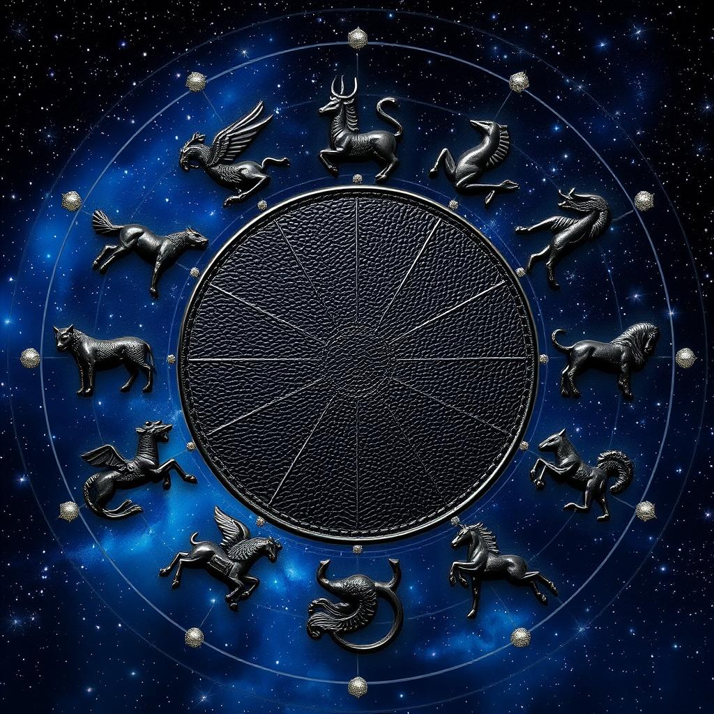A mystical and enchanting scene depicting the twelve zodiac signs arranged in an artistic circle