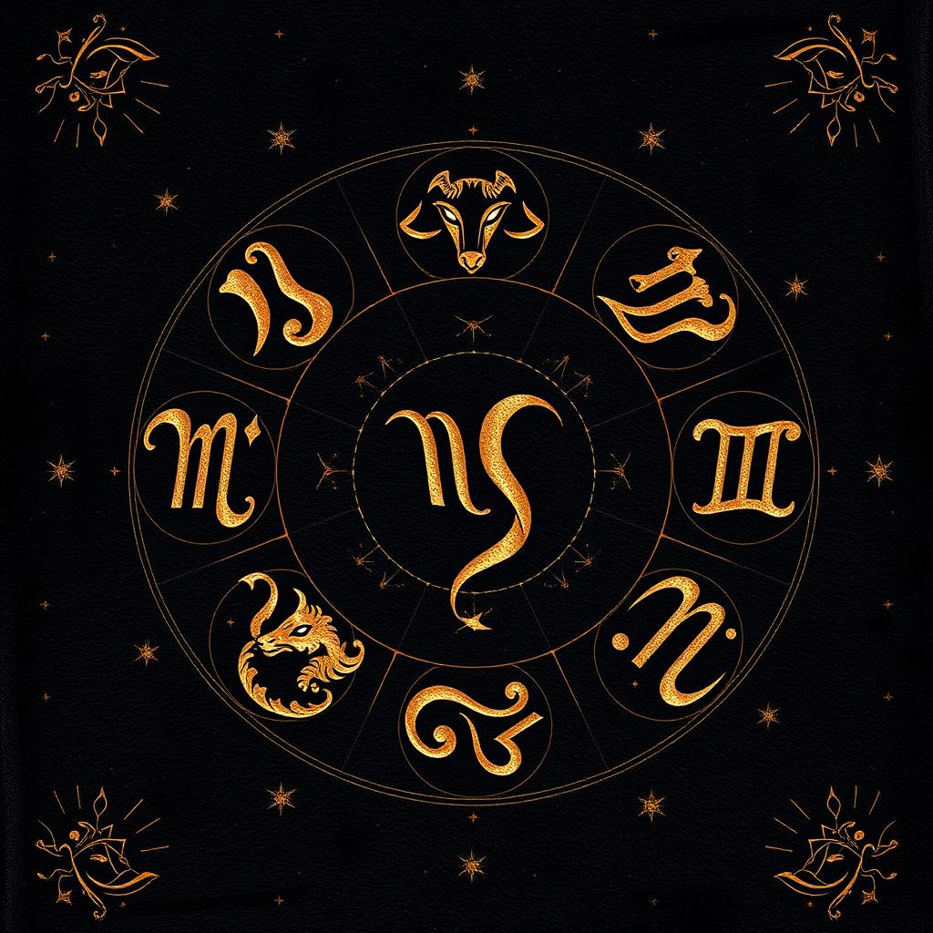 A stunning and vibrant illustration depicting the zodiac signs with a dark leather aesthetic