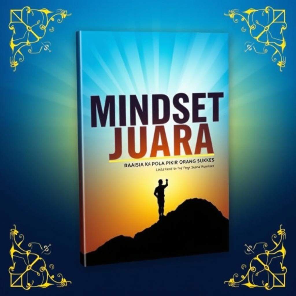 An ebook cover design featuring the title 'Mindset Juara: Rahasia Pola Pikir Orang Sukses' in bold, clear typography