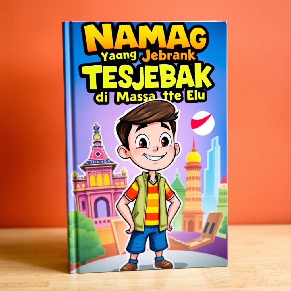 A vibrant and imaginative book cover for a Wattpad story titled 'Nama yang Terjebak di Masa Lalu'