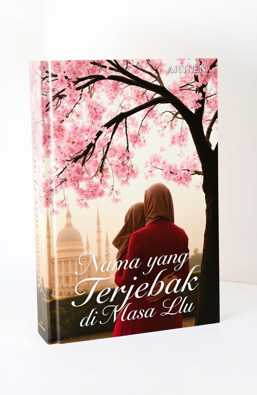 A beautiful book cover for a Wattpad story titled 'Nama yang Terjebak di Masa Lalu'