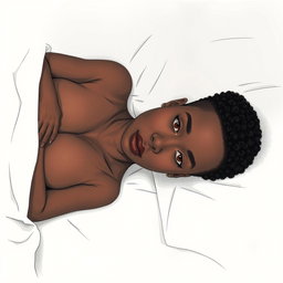 A black woman in a drawing style, featuring short, curly hair shaved on the sides