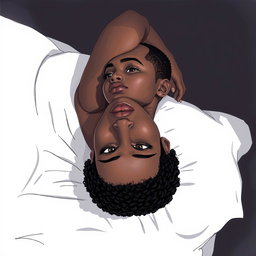A black woman in a drawing style, featuring short, curly hair shaved on the sides