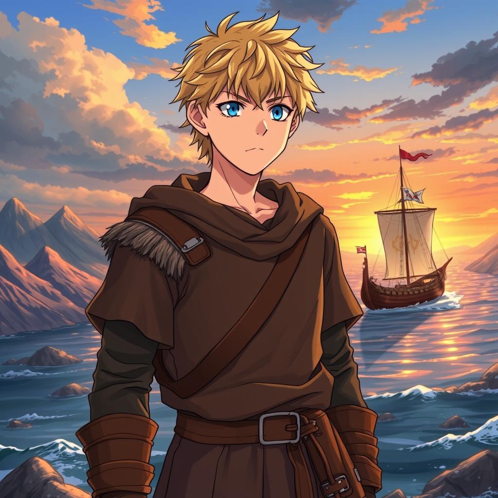 A detailed illustration of Torfinn from the anime series 'Vinland Saga