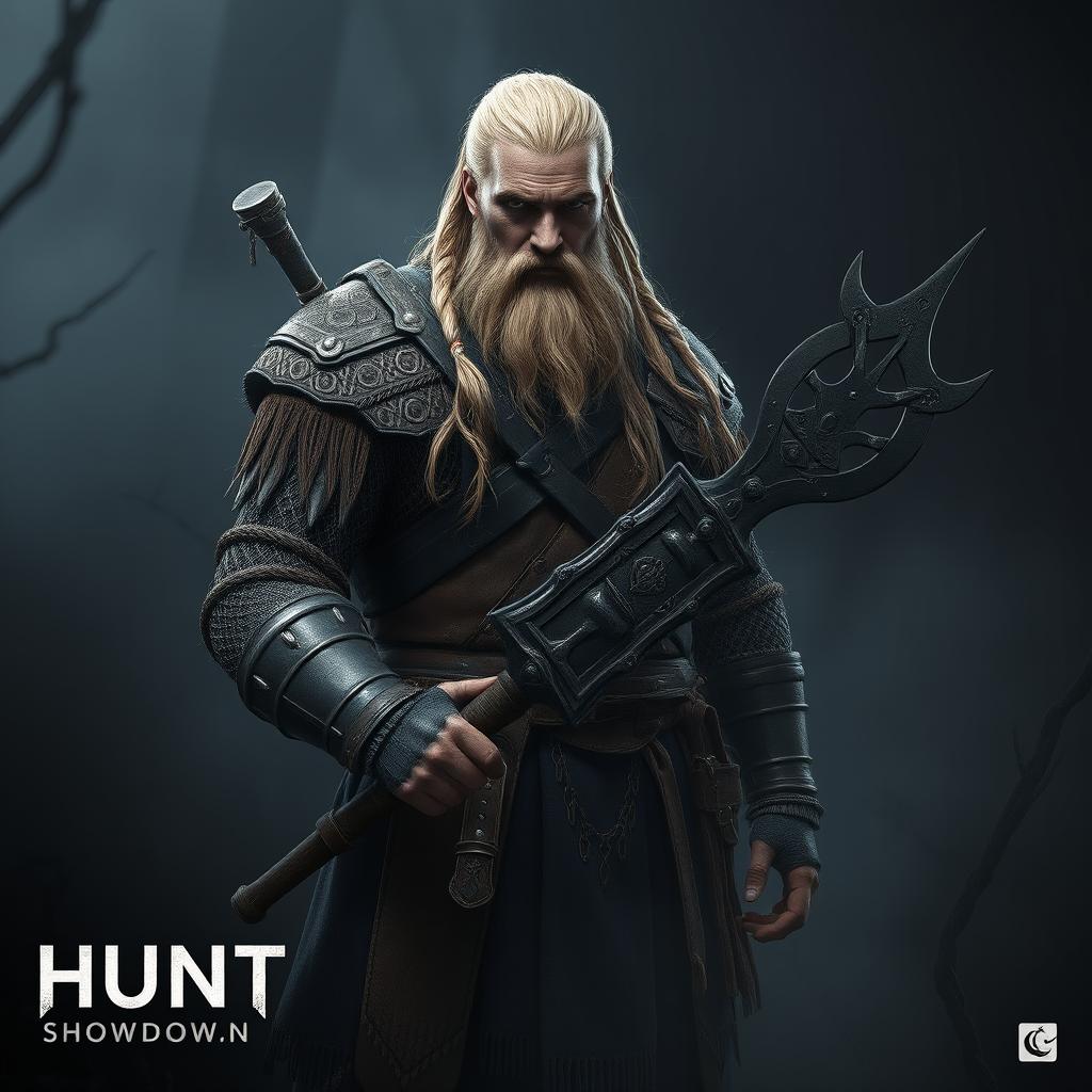 A striking concept of a blonde Viking warrior featured in the game 'Hunt: Showdown
