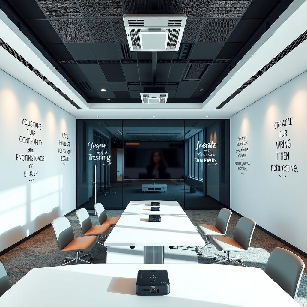 An elegant training room featuring motivational quotes adorning the walls, creating an inspiring environment