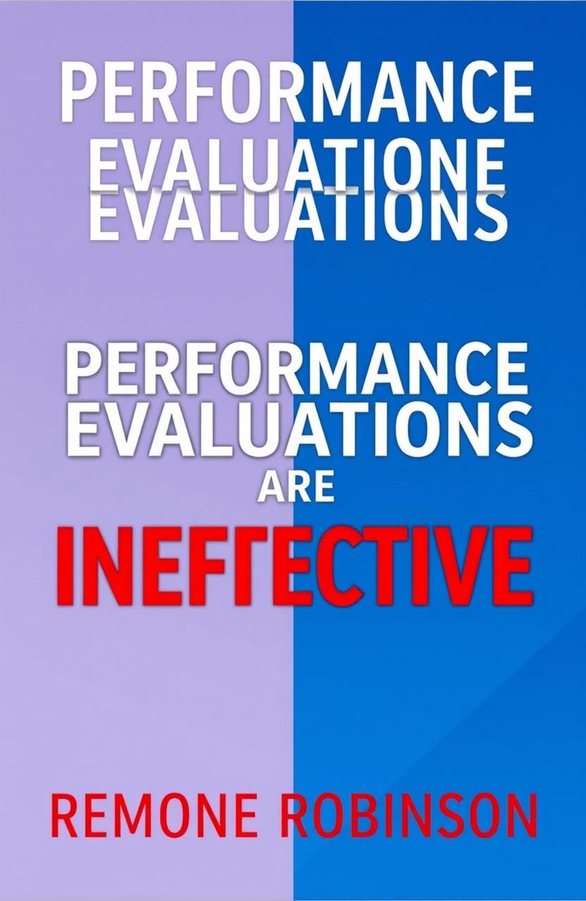 A conceptual cover design for a non-fiction book titled 'Performance Evaluations are Ineffective' by Remone Robinson
