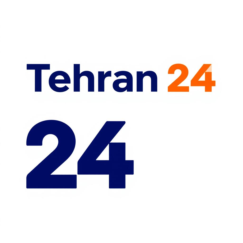 A modern logo design for 'Tehran 24', a media company, featuring bold typography with the number '24' prominently integrated into the design