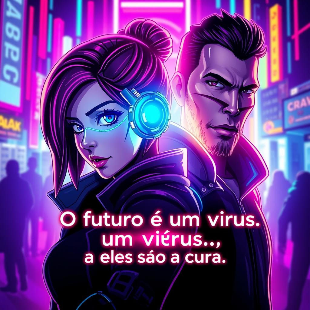A vibrant neon design featuring two characters, Kira and Drake, prominently displayed