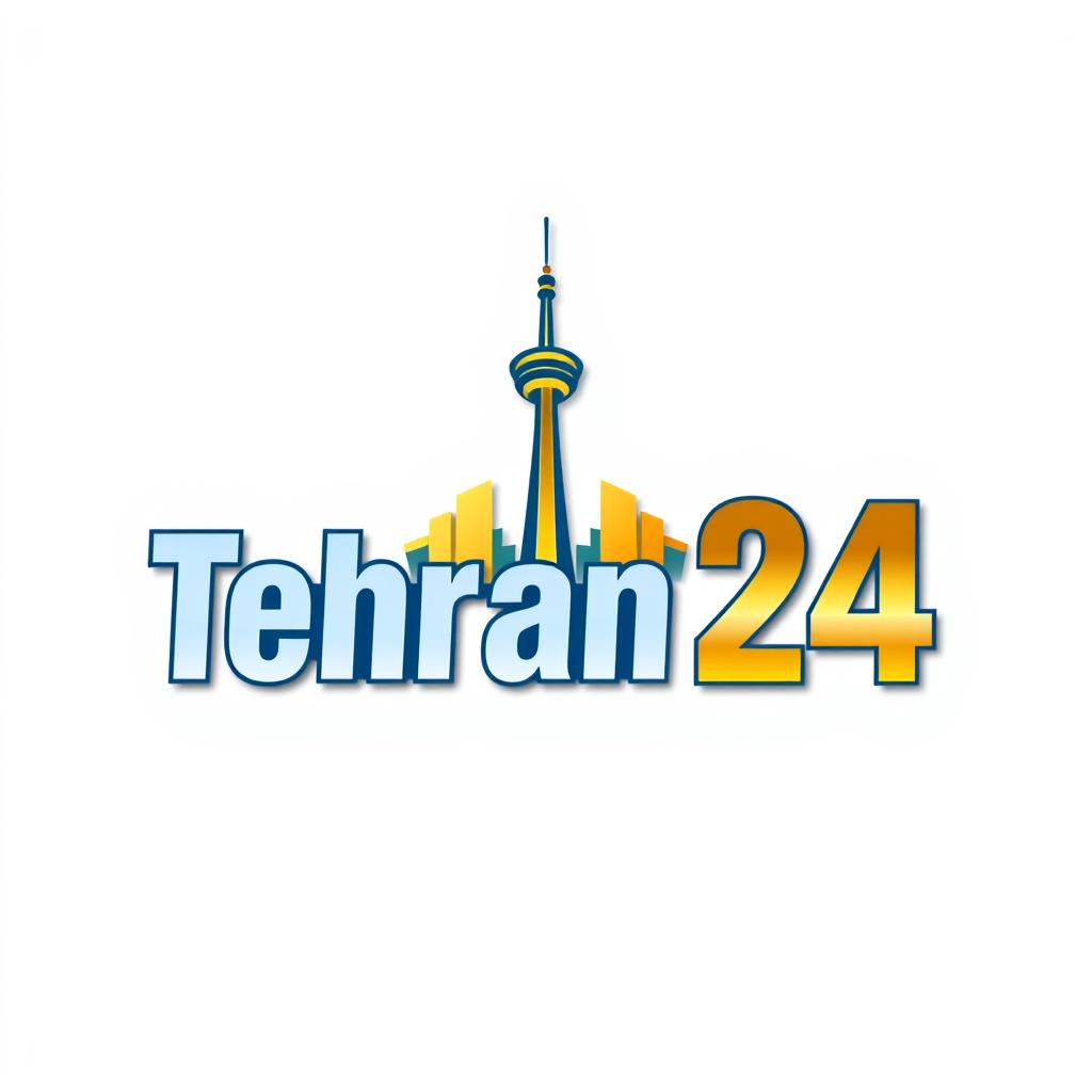 Design a striking logo for a media company named 'Tehran 24', incorporating the iconic Milad Tower