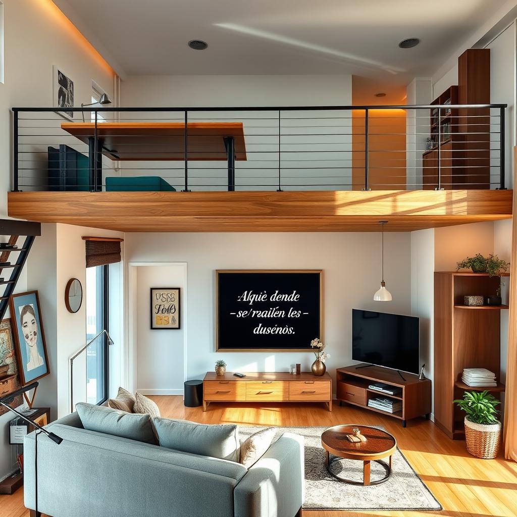 A modern apartment featuring a stylish loft design
