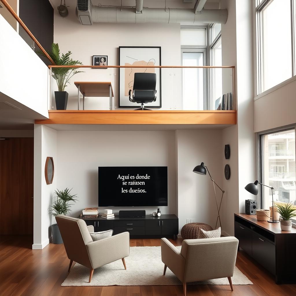 A modern apartment featuring a stylish loft design