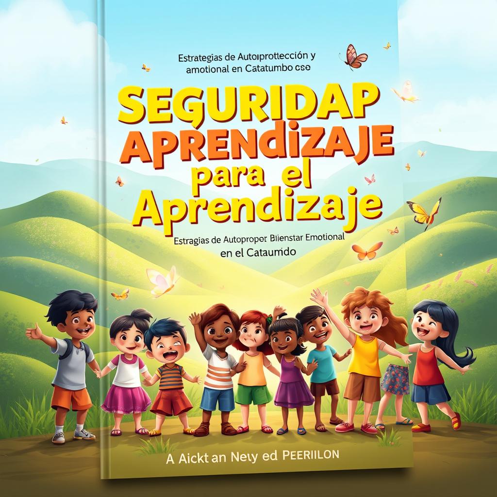 An animated book cover design for the book titled 'Seguridad para el Aprendizaje: Estrategias de Autoprotección y Bienestar Emocional en el Catatumbo'